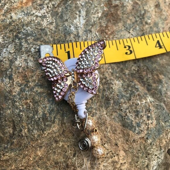 Austrian Crystal Swan & Butterfly Badge Holder - Picture 8 of 15